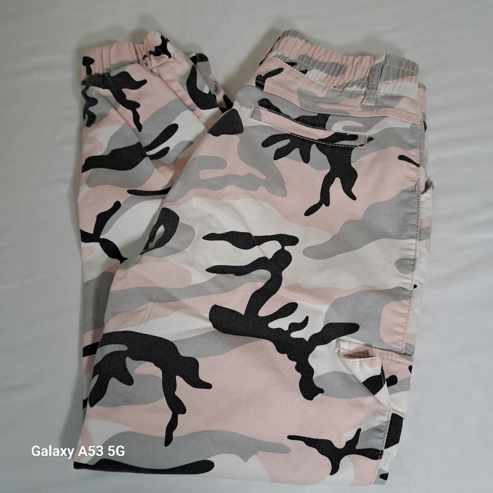 V.I.P. Pink, Black, Gray & White Pull On Cargo Jogger Pants Juniors Size 9